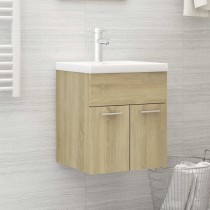 Sink Cabinet with Built-in Basin High Gloss White Engineered Wood