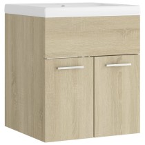 Sink Cabinet with Built-in Basin High Gloss White Engineered Wood