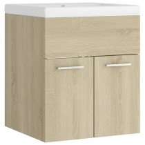 Sink Cabinet with Built-in Basin High Gloss White Engineered Wood