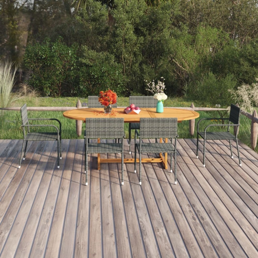 7 Piece Garden Dining Set Poly Rattan Anthracite