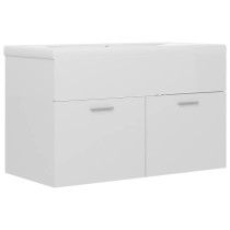 Sink Cabinet with Built-in Basin High Gloss White Engineered Wood