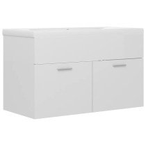 Sink Cabinet with Built-in Basin High Gloss White Engineered Wood