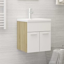 Sink Cabinet with Built-in Basin High Gloss White Engineered Wood