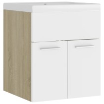 Sink Cabinet with Built-in Basin High Gloss White Engineered Wood