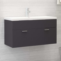 Sink Cabinet with Built-in Basin High Gloss White Engineered Wood