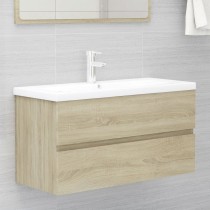 Sink Cabinet with Built-in Basin Brown Oak Engineered Wood