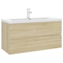 Sink Cabinet with Built-in Basin Brown Oak Engineered Wood