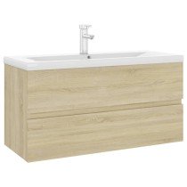 Sink Cabinet with Built-in Basin Brown Oak Engineered Wood