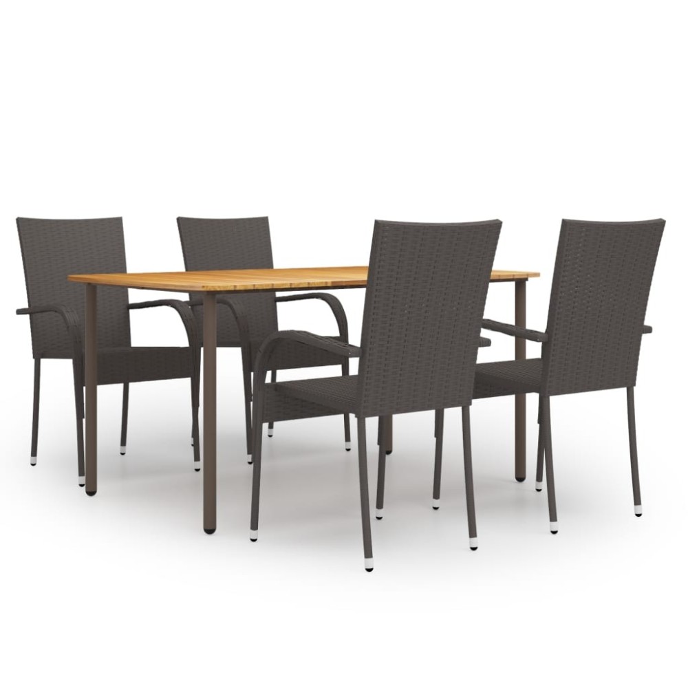 7 Piece Garden Dining Set Poly Rattan Grey