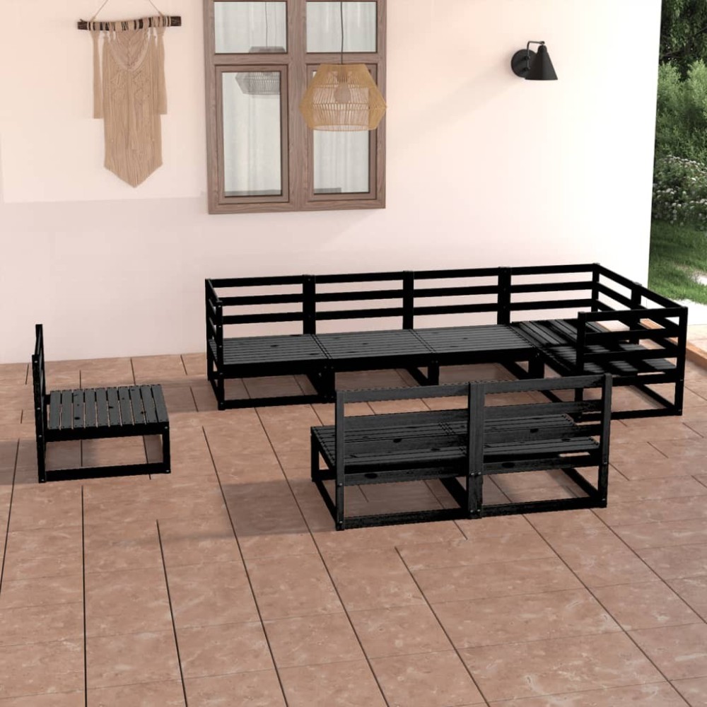 8 Piece Garden Lounge Set Grey Solid Pinewood