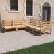 5 Piece Garden Lounge Set Honey Brown Solid Wood Pine