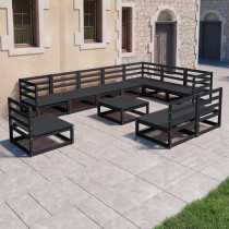 11 Piece Garden Lounge Set Solid Wood Pine