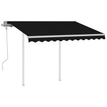 Markise Manuell Einziehbar mit Pfosten 3x2,5 m Blau & Weiß