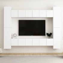 10 Piece TV Cabinet Set High Gloss Grey Engineered Wood