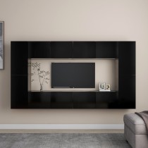 8 Piece TV Cabinet Set High Gloss Grey Engineered Wood