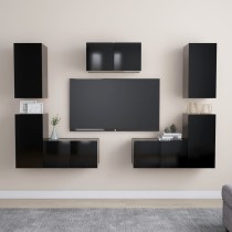 7 Piece TV Cabinet Set Grey Engineered Wood