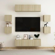 8 Piece TV Cabinet Set High Gloss Grey Engineered Wood