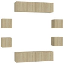 8 Piece TV Cabinet Set High Gloss Grey Engineered Wood