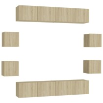 8 Piece TV Cabinet Set High Gloss Grey Engineered Wood