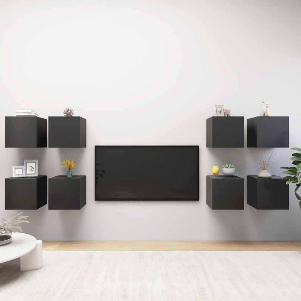 Wall Mounted TV Cabinets 8 pcs High Gloss White 30.5x30x30 cm