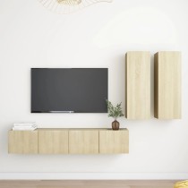 4 Piece TV Cabinet Set Grey Engineered Wood