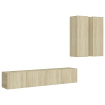 4 Piece TV Cabinet Set Grey Engineered Wood