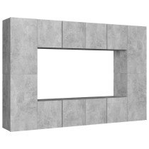 8 Piece TV Cabinet Set High Gloss Grey Engineered Wood