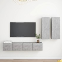 4 Piece TV Cabinet Set Grey Engineered Wood