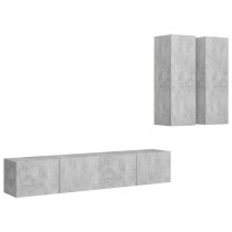 4 Piece TV Cabinet Set Grey Engineered Wood