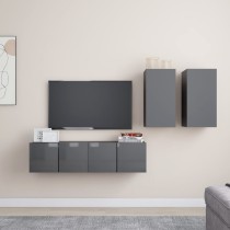 4 Piece TV Cabinet Set Grey Engineered Wood