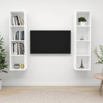 TV-Wandschränke 2 Stk. Hochglanz-Weiß Holzwerkstoff