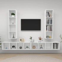 Wall-mounted TV Cabinets 4 pcs High Gloss Black Engineered Wood