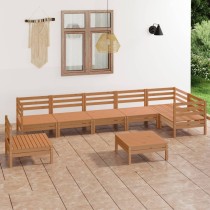 8 Piece Garden Lounge Set Solid Pinewood Black