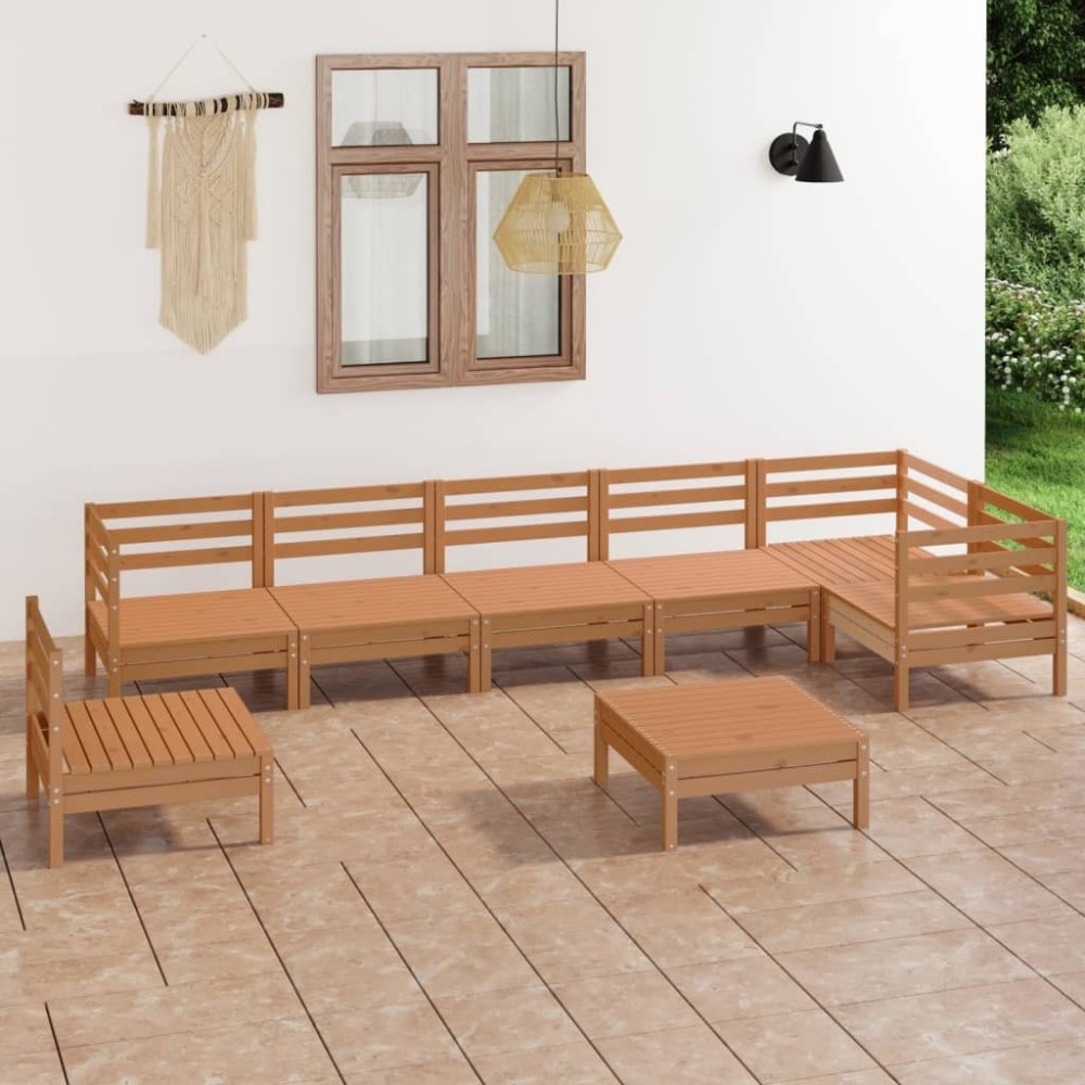 8 Piece Garden Lounge Set Solid Pinewood Black