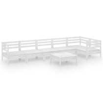 7 Piece Garden Lounge Set Solid Pinewood Grey