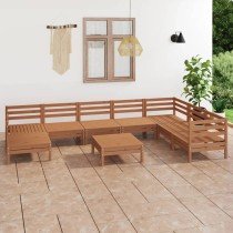 9 Piece Garden Lounge Set Solid Wood Pine Grey