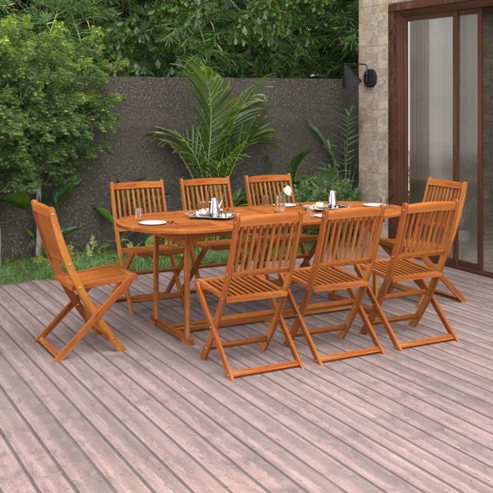11 Piece Garden Dining Set Solid Acacia Wood