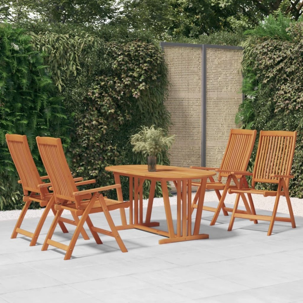 7 Piece Garden Dining Set Solid Wood Eucalyptus