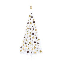 Artificial Half Christmas Tree with LEDs&Ball Set White 210 cm