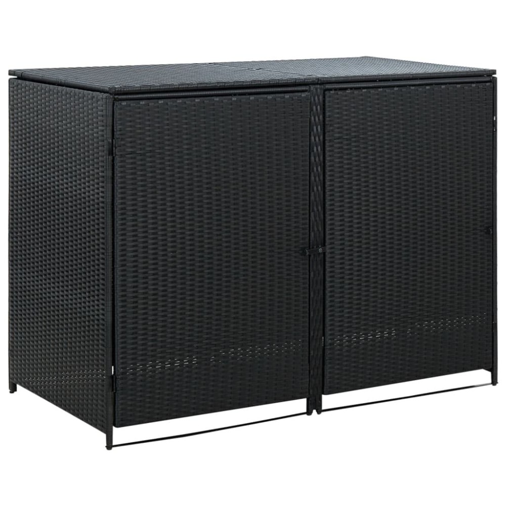 Double Wheelie Bin Shed Poly Rattan Anthracite 148x77x111 cm