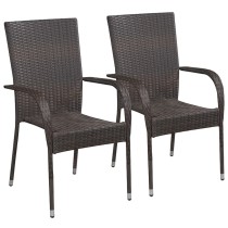 Gartenstühle Stapelbar 2 Stk. Grau Poly Rattan