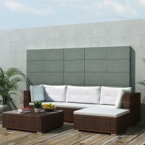 5 Piece Garden Lounge Set with Cushions Poly Rattan Grey