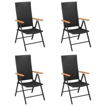 Stackable Garden Chairs 2 pcs Poly Rattan Black