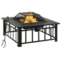 Fire Pit with Poker 79x79x46.5 cm XXL Steel