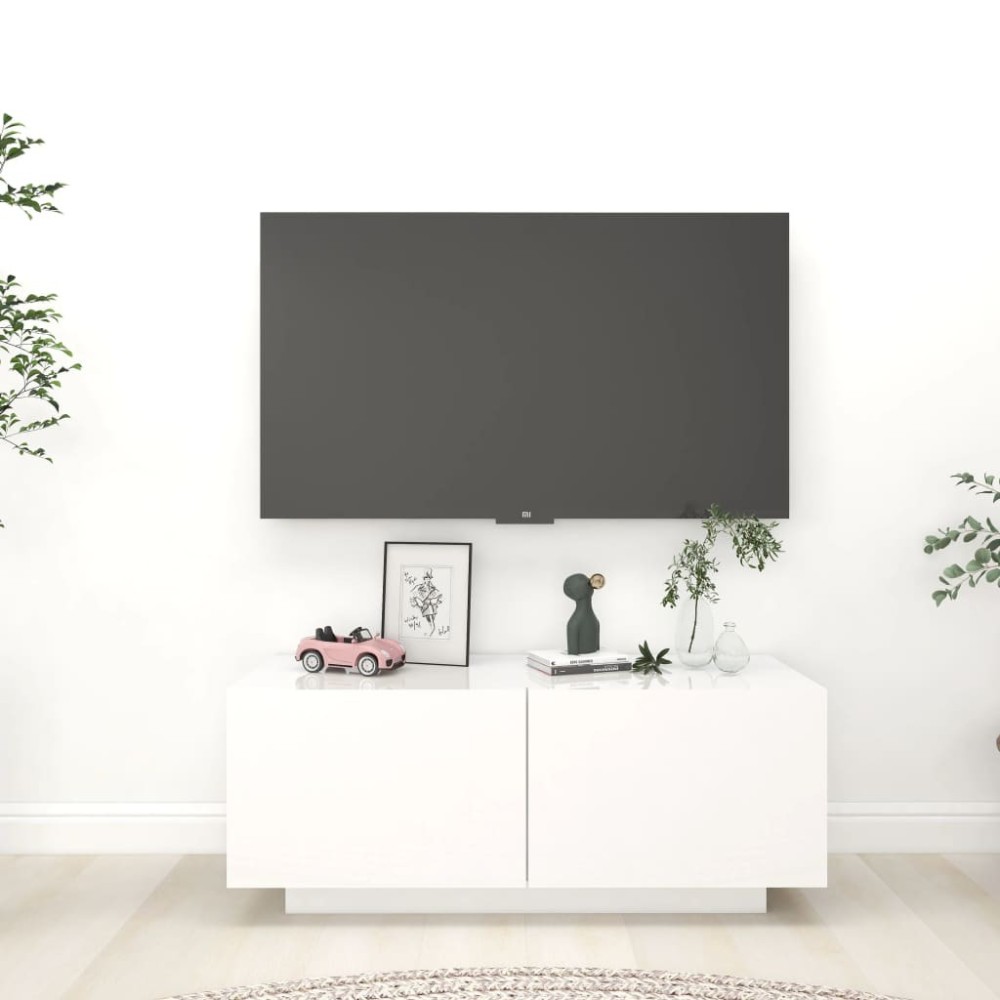 TV-Schrank Weiß und Sonoma-Eiche 100x35x40 cm Holzwerkstoff