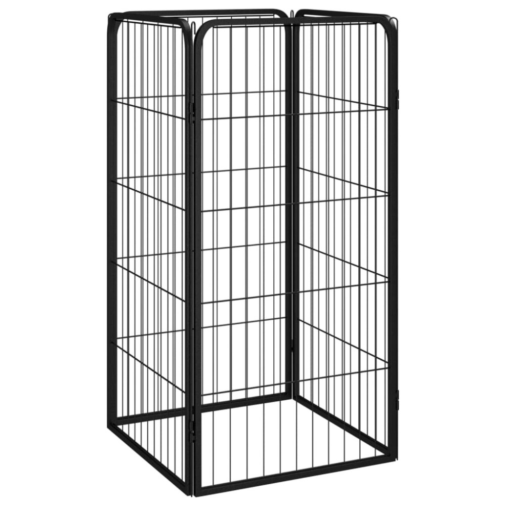 32-Panel Dog Playpen Black 50x100 cm Powder-coated Steel