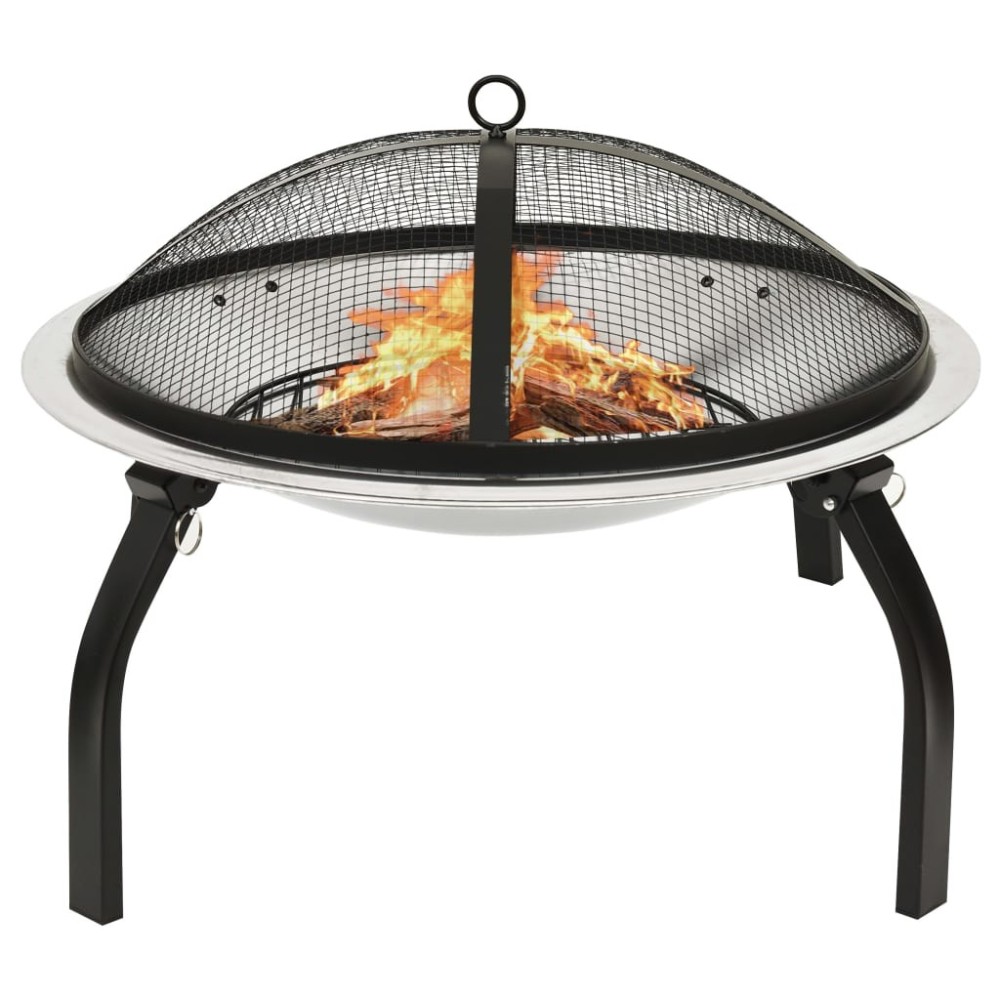 2-in-1 Feuerstelle und Grill mit Schürhaken 56x56x49 cm Stahl