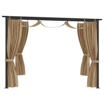 Gazebo with Curtains 3x3 m Taupe Steel