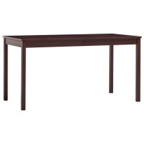 Dining Table White and Brown 140x70x73 cm Pinewood