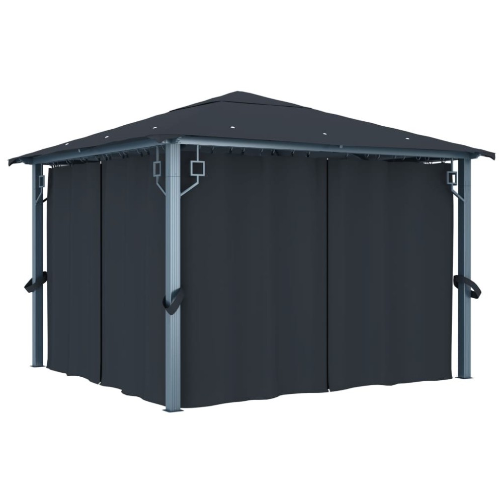 Gazebo with Curtain 400 x 300 cm Anthracite Aluminium